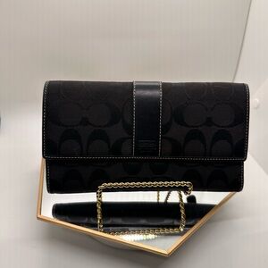 Coach Chocolate Brown Signature Canvas Foldover Wallet